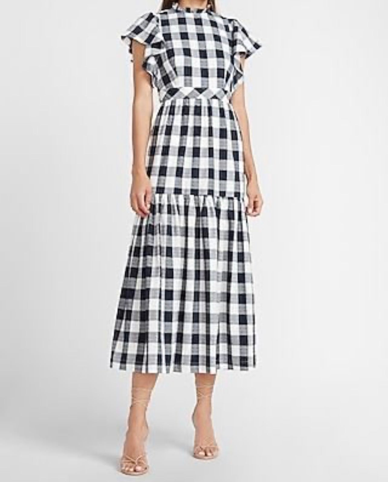 Gingham Print Maxi Dress