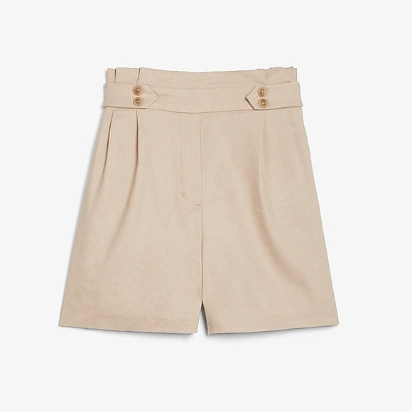 Super High Waisted Linen-Blend Short