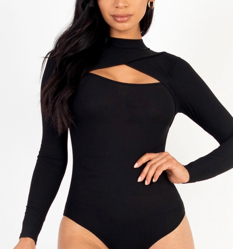 Front Cutout Long Sleeve Bodysuit