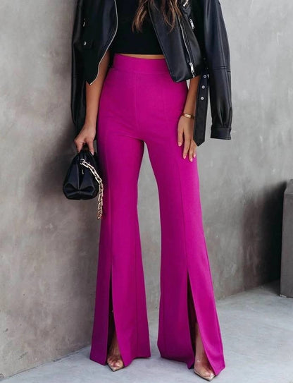 Micro-Flared Stretch Split Trousers