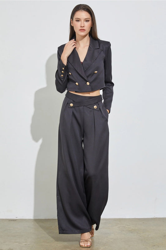 Cross Bottom Details wide legs  Pants