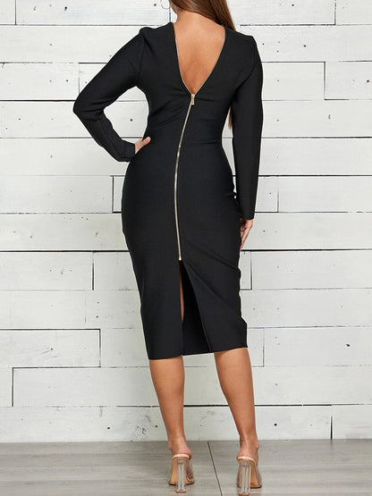 Women's Long Sleeve Bodycon Bandage Dress GOODIES COLLECTIONS Women's Long Sleeve Bodycon Bandage Dress GOODIES COLLECTIONS