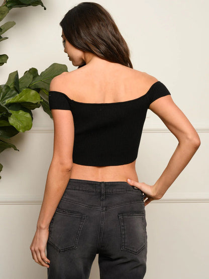 WOMEN'S OFF-SHOULDER CROP TOP