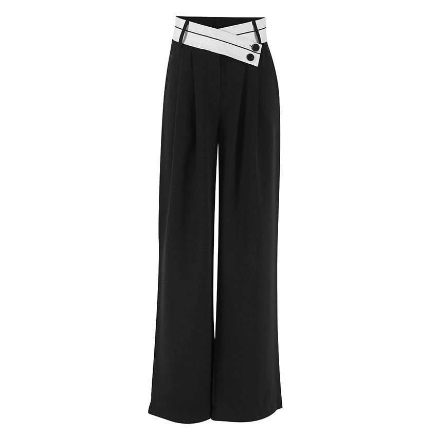 Asymmetrical Reverse Waistband Trousers