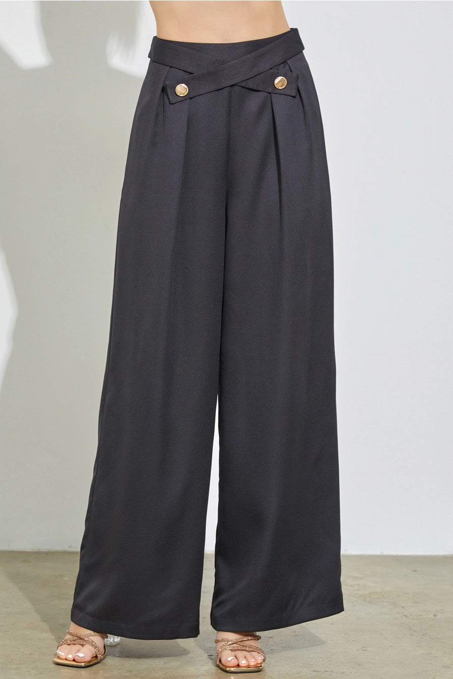 Cross Bottom Details wide legs  Pants