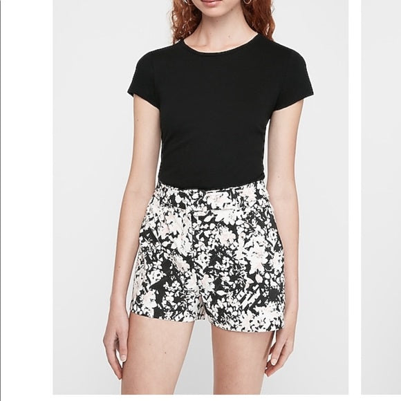 Floral High Waisted Belted Shorts