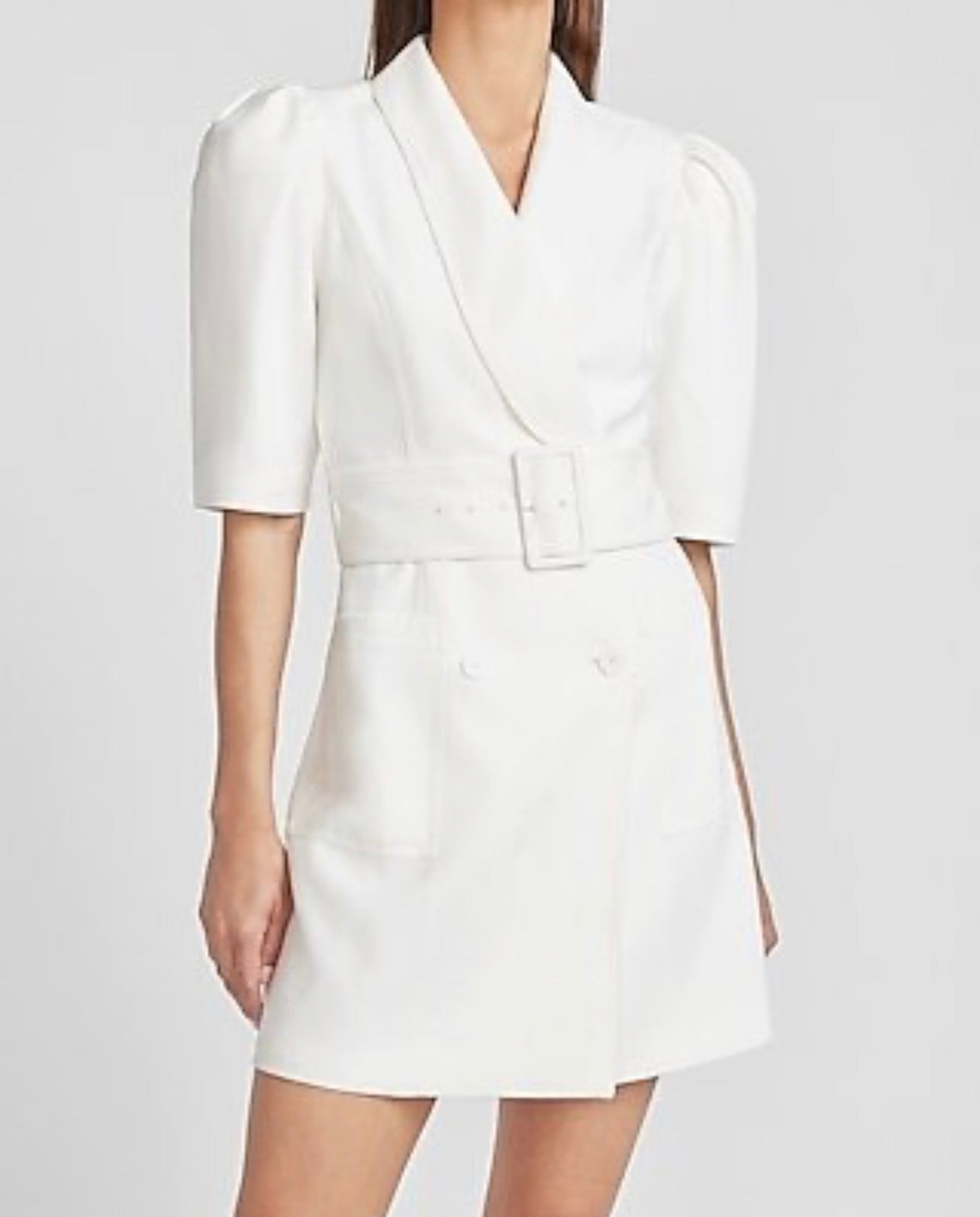 Belted Puff Sleeve Blazer Dress