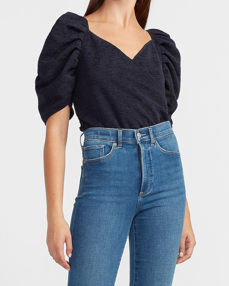 Puff Sleeve Wrap Bodysuit