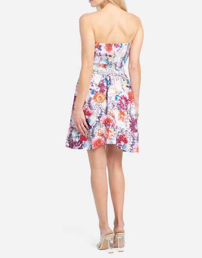 Strapless Tie Front Flare Dress