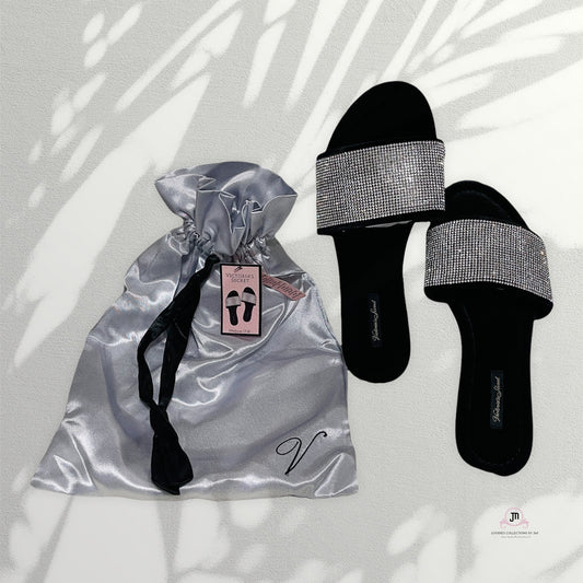 Shiny Velvet Slides Sandals