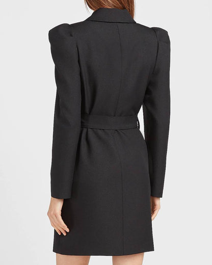 Puff Sleeve Belted Blazer Dress