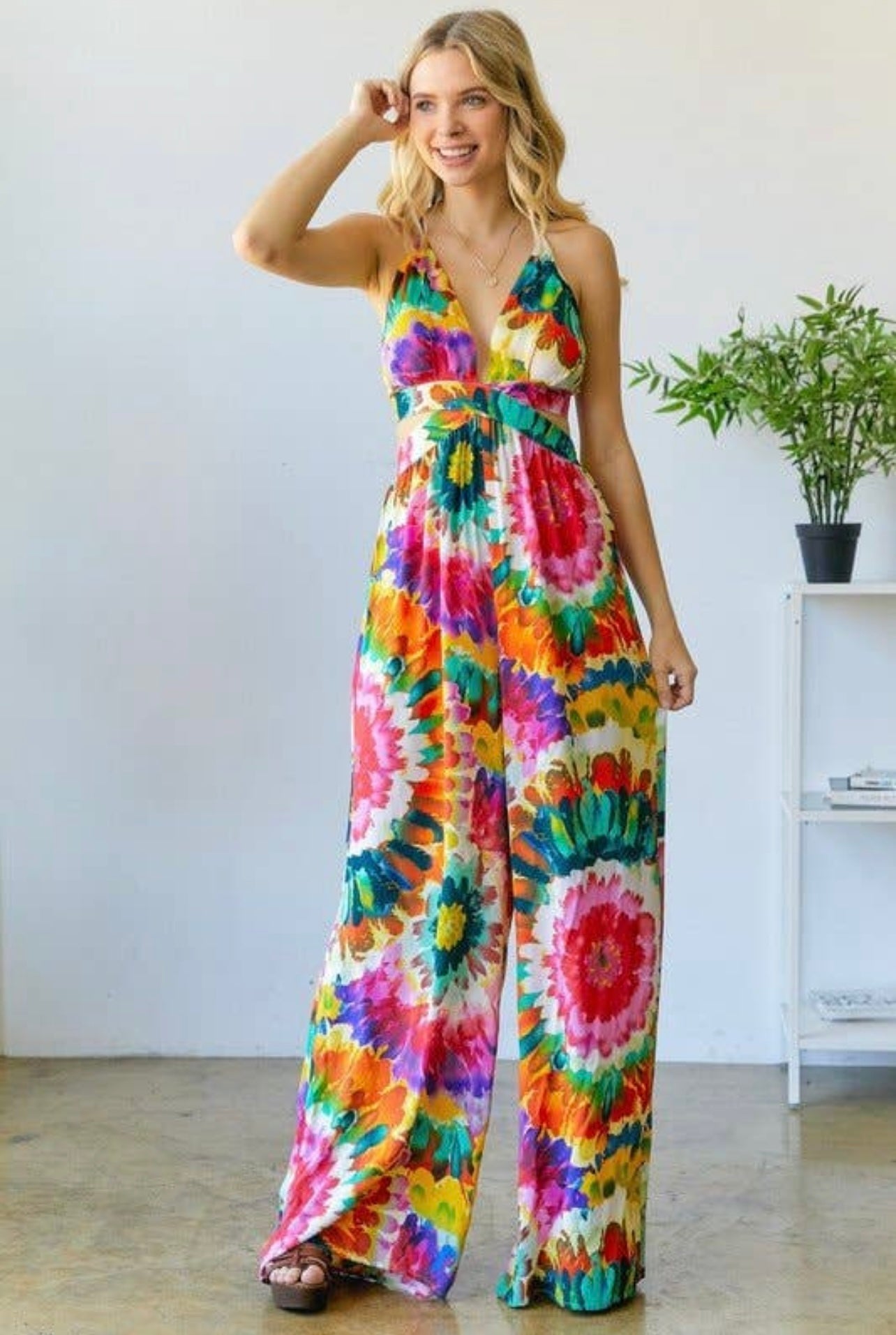 Multi-Colored Tie Dye Jumpsuit