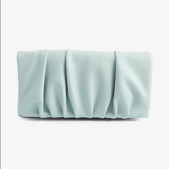 Ruched Faux Leather Clutch