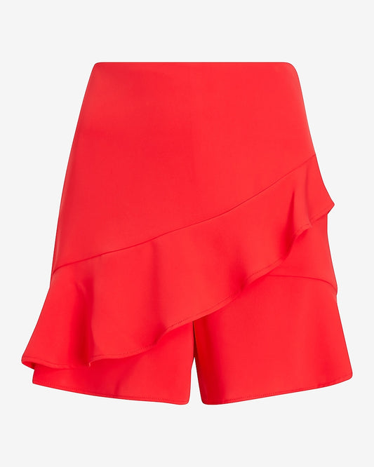 High Waisted Ruffle Front Skort