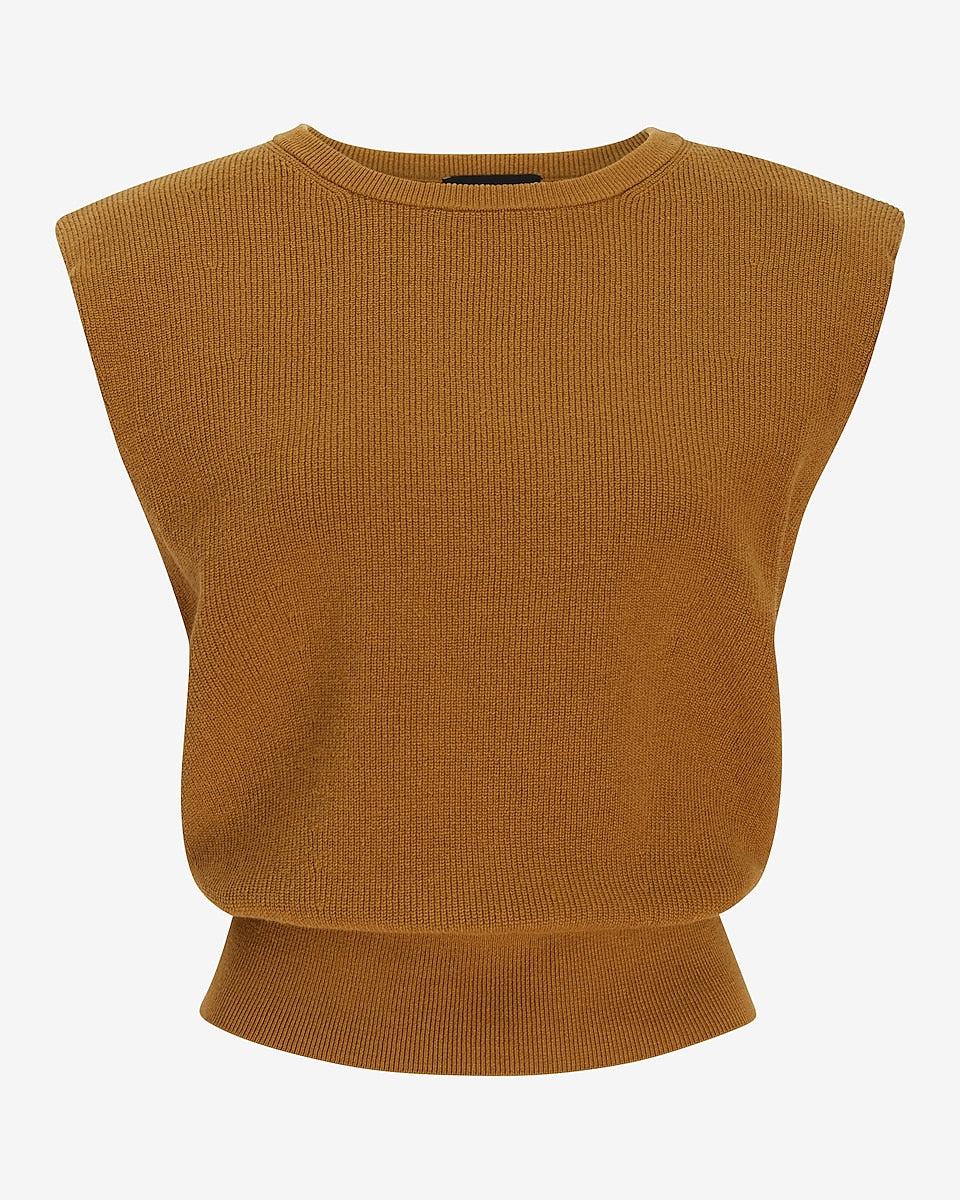 Ribbed Padded Shoulder Sweater