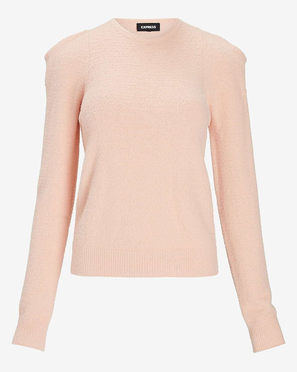 Puff Shoulder Crew Neck Sweater