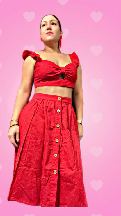 Lovely Red Skirt Set