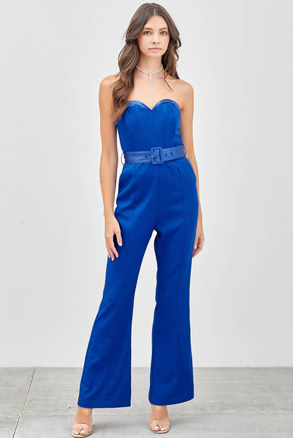 OFF SHOULDER BELTED JUMPSUIT